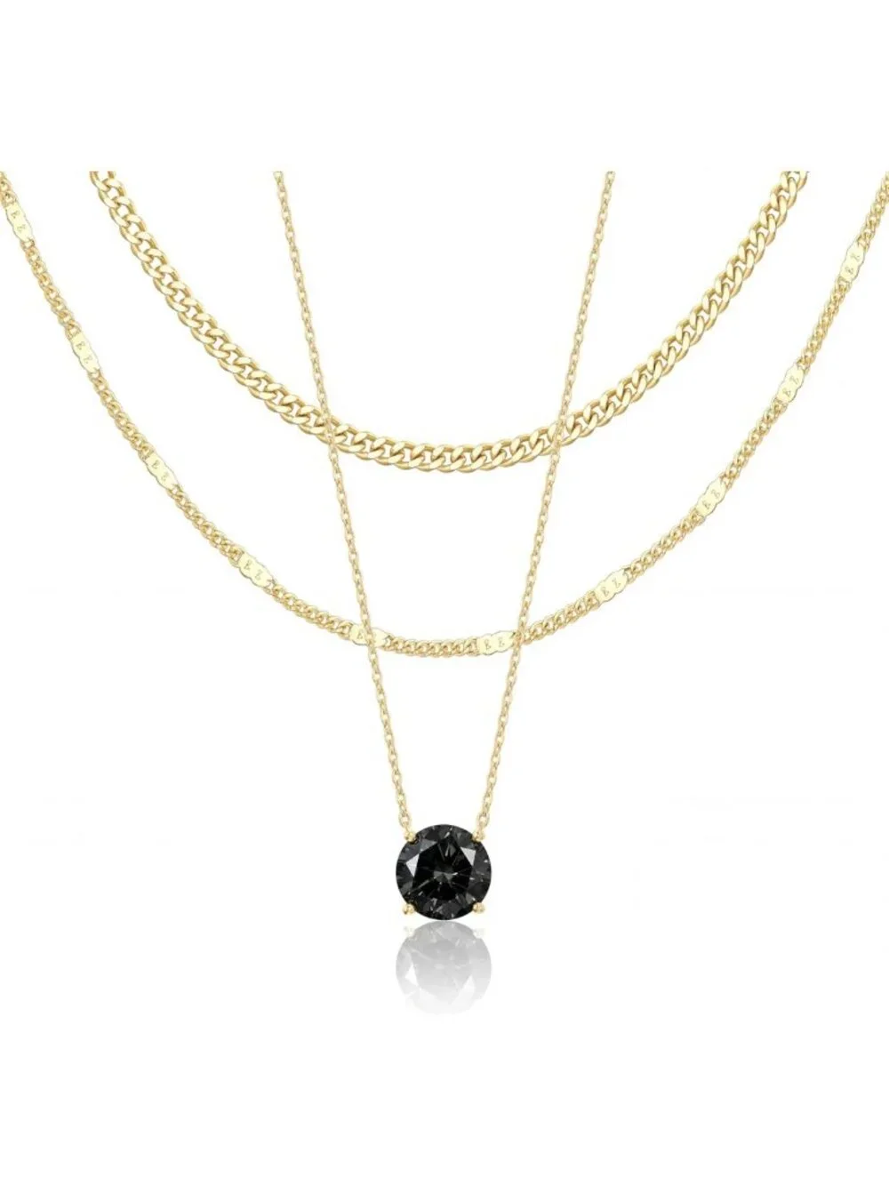 Layered Gold Necklaces Set for Women - Dainty Pendant & Chunky Cuban Chain